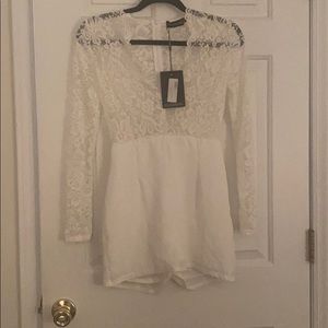 NWT White lace long sleeve romper